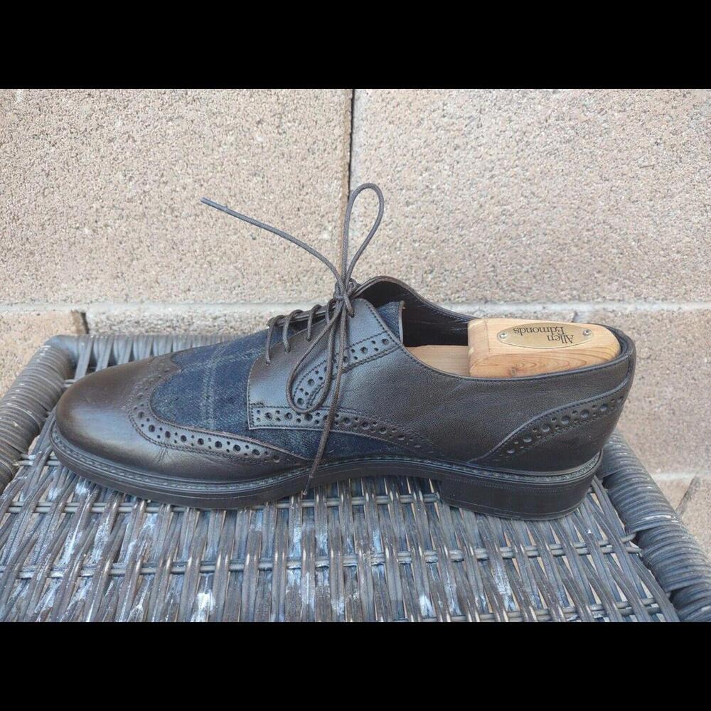 Ermenegildo Zegna Wingtip Oxford Shoes US 9 Brown Leather & Plaid Italy - Picture 6 of 9